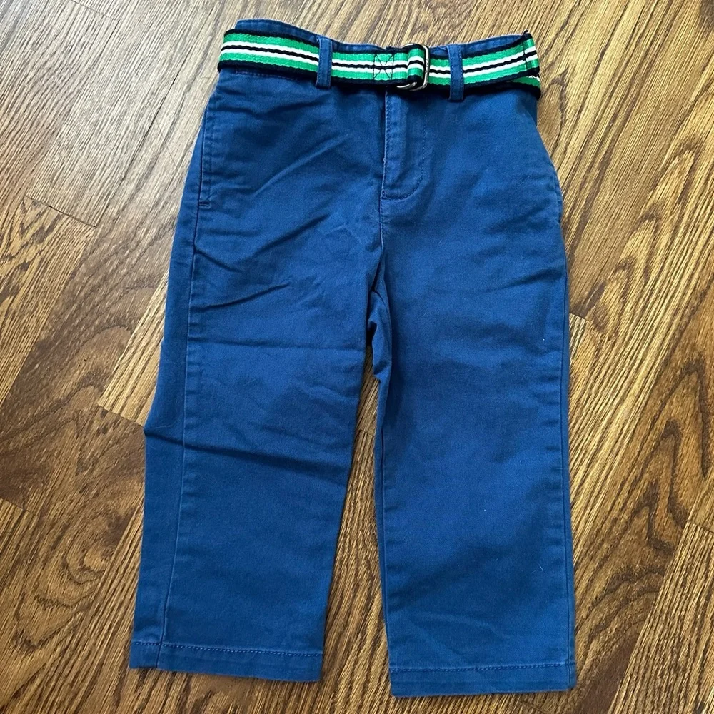 Ralph Lauren navy blue chino pants with double loop belt, size 18M